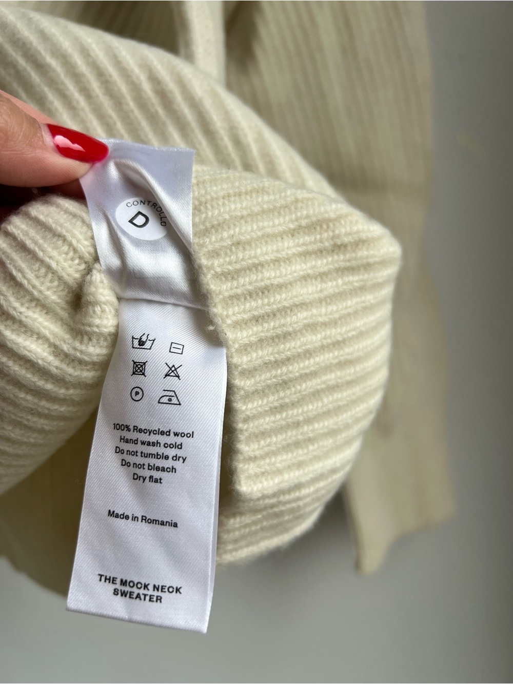 Classic Cream Ribbed Mock Neck Sweater - Picture 8 of 10